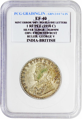 the coins INDIA BRITISH GEORGE V 1918 (C) P C G GRADING Medieval Coin Collection(1 Coins)