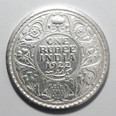 Tanishka One Rupees India 1922. George 5th King Emperor Coin. (Pack of 1) Medieval Coin Collection(1 Coins)