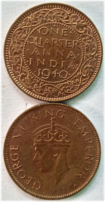 Manmai BRITISH INDIA QUATER ANNA UNCIRCULATED CONDITION 1940 Medieval Coin Collection(1 Coins)
