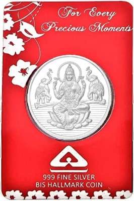 LVA CREATIONS 5 gram silver coin lakshmi ji bis hallmark laxmi ganesh coin for gift S 999 5 g Silver Coin