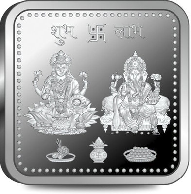 SILVIYA BIS Hallmarked Lakshmi Ganesh Ji 999 Pure Silver Coin Square Shape 10 Gm S 999 10 g Silver Coin