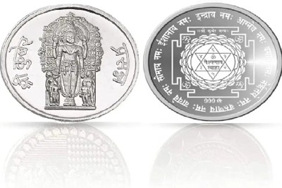 LVA CREATIONS pure silver coin kuber yantra lakshmi g pure silver coin laxmi ganesh Bis S 999 5 g Silver Coin