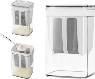 Dreamy Delights Greek Yoghurt Maker Curd Maker Multifunctional with fine mesh & lid Strainer(White, Silver Pack of 1)