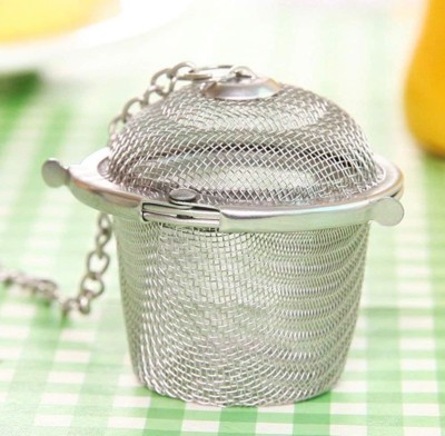 Haleness Care Stainless Steel Mesh Tea Infuser for Loose Leaf Tea with Chain Hook & Saucer Collapsible Strainer(Silver Pack of 1)