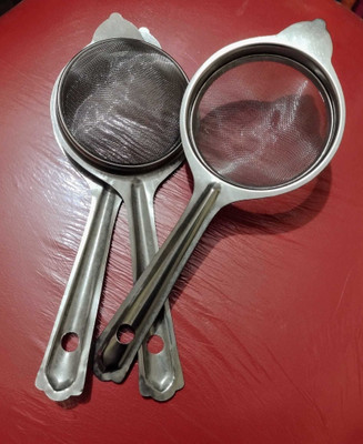 Sherry Colander sieve stainer strainer Pack of 3,Steel_7 Sieve(Steel Pack of 3)