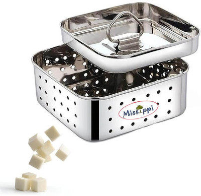MISSIPPI Stainless Steel 650ml Square Shape Indian Paneer/Tofu Press Mould Maker Collapsible Strainer(Steel Pack of 1)