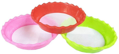 Sherry Colander sieve stainer strainer Pack of 3,Multicolor_11 Sieve(Multicolor Pack of 3)