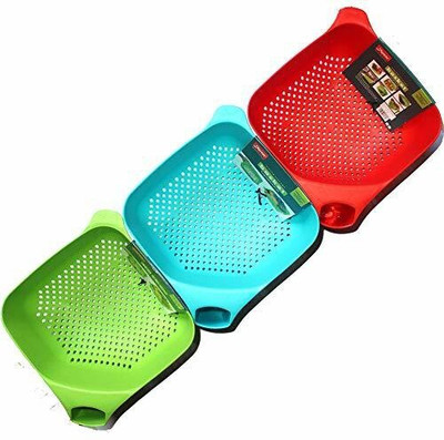 LLNT Spark Apex Plastic Vegetable, Fruit Wash Sieve Big Washing Basket / Bowl Colander Colander(Multicolor Pack of 1)