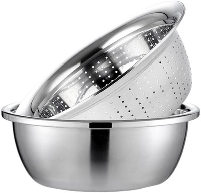 Samusagya 2 pcs stainless steel Microporous Strainers Colander(Silver Pack of 1)