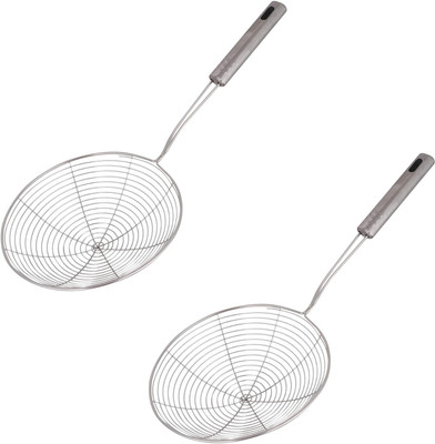 LSARI 18cm Deep Fry Mesh Jhara/Puri Strainer Deep Frying Basket(Multicolor Pack of 2)