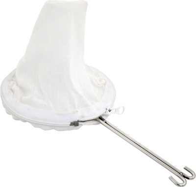HAZEL Strainer Removable Cloth with Stainless Steel Handle, 27 cm Collapsible Colander(Silver, White Pack of 1)