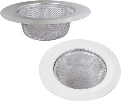 KUBER INDUSTRIES Kitchen Drain Catcher Sink Round Patli Jali Strainer|115 mm|Pack of 2|Silver Strainer(Silver Pack of 2)