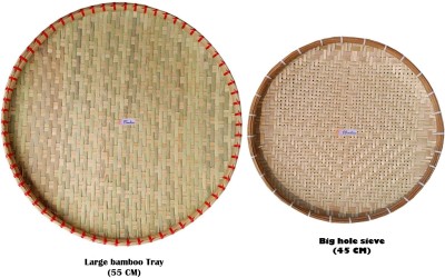 SSunshiine Bamboo handicraft decoration tray, sieve, Dula, Dala, Kulo Bamboo Fruit & Vegetable Basket(Yellow)