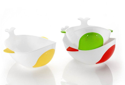 PRANSHI ENTERPRISE Fish Shaped Rice & Vegetable Washing & Draining Bowl Collapsible Strainer(Multicolor Pack of 3)
