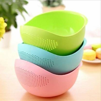 HALAR Plastic Multipurpose Rice Wash Bowl Colander | Water Strainer | Collapsible Colander(Multicolor Pack of 3)