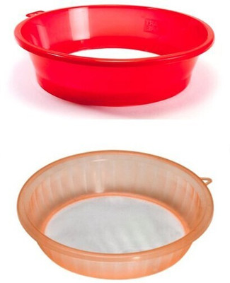 DCENTA Colander sieve stainer strainer Pack of 2,Multicolor_18 Sieve(Multicolor Pack of 2)