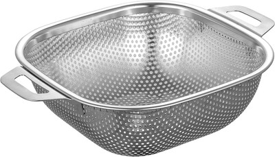 SG-Mart Square Strainer Stainless Steel Mesh Sink Basket Vegetable Fruit Colander Collapsible Strainer(Silver Pack of 1)