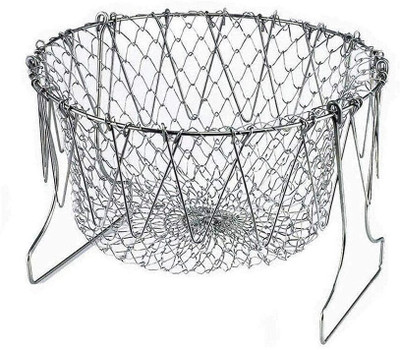 RainRider Chef Basket Collapsible Deep Frying Basket Collapsible Strainer(Silver Pack of 1)
