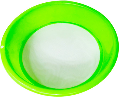 SNKM Plastic Round Chalni Use for Atta, Spice Powders Fine Mesh Sieve for Kitchen Sieve(Green Pack of 1)