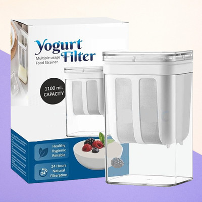Fadflurry Greek Yogurt Maker Filter Curd Maker Fine Mesh Strainer with Lid Strainer(White Pack of 1)