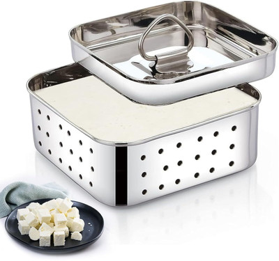 Sambhuya Stainless Steel Paneer Maker | Easy to use Paneer Press Machine Collapsible Strainer(Silver Pack of 1)