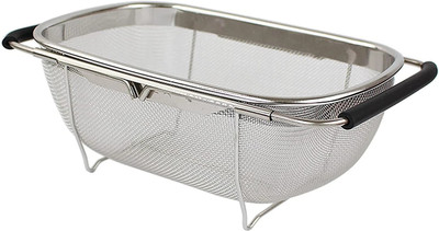 SG-Mart Kitchen Strainer Colander Collapsible Colander(Silver Pack of 1)