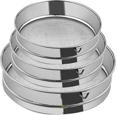 VIJAY EXPORT Stainless Steel Flour Chalni, ,Atta Chalni,Sieve ( (Large,Medium,Small) set of 3 Sieve(Steel Pack of 3)