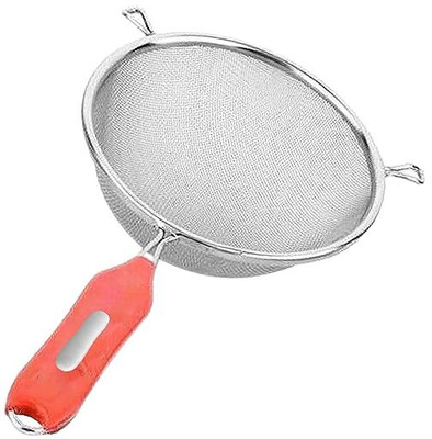 Deewakar Store Stainless Steel Soup/Juice Strainer Collapsible Strainer(Orange Pack of 1)