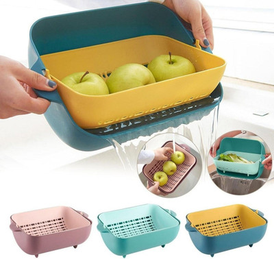 Oblivion BPA Free Double Layer Rotatable Strainer Basket – Multifunctional (Multicolor) Collapsible Strainer(Multicolor Pack of 1)