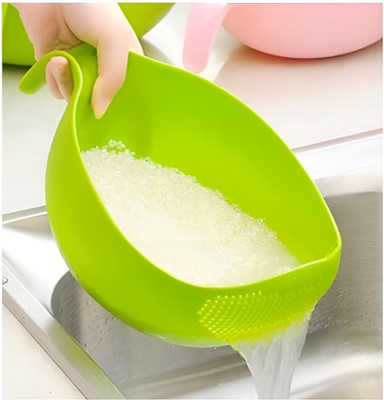 StreeYug Multi-Purpose Washer Bowl for Rice, Fruits & Veggies - Ultimate Kitchen Strainer(Green Pack of 1)