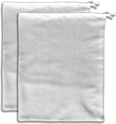 MAINDAIS Cotton Reusable Yogurt/Nut Milk Strainer Bag multipurpose use bag (2, White) Collapsible Strainer(White Pack of 2)