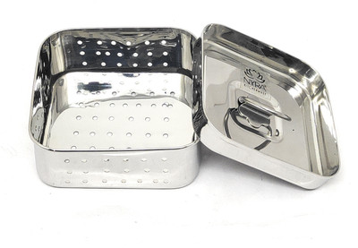 Nyra ® Stainless Steel Square Shaped Paneer Maker/Mould (Large) with Top Press Lid Strainer(Silver Pack of 1)