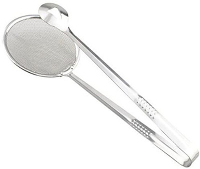 MFPro 2 in 1 fry tool filter spoon strainer with clip Strainer(Silver Pack of 1)