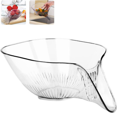 ENNNOZY Multi-Functional Vegetable Washing Bowl with Funnel | Plastic Drain Basket Strainer(Multicolor Pack of 1)