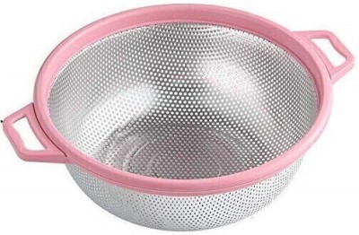 Freshome Kitchen Stainless Steel Colander Strainer Fruit Vegetables Rice Washing Basket Colander(Steel Pack of 1)