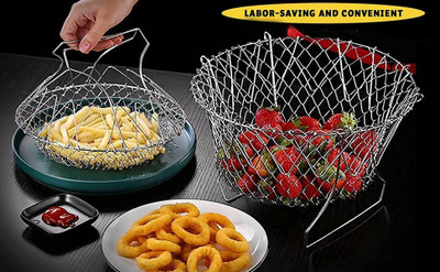 Tnglov Chef Basket 06 Collapsible Deep Frying Basket(Steel Pack of 1)