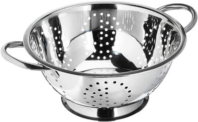 ERcial Store Stainless Steel Colander | Strainer | Sieve with Pudding (28 CM) Strainer(Steel Pack of 1)