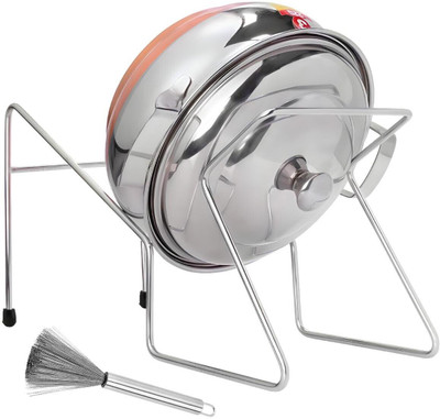 PVSC Ricepot Drainer Stand | Noodles and Pasta Drainer Stand| 1 SS cleaning Brush Strainer(Steel Pack of 1)