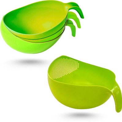 KitchArticles Multi-Functional Washing Bowl–Easy Grip,Quick Drain-Ideal For Rice,Pules & More Strainer(Green Pack of 1)