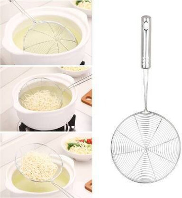 CRYZONE Deep Fry/Mesh Strainer/Jhara/Puri Strainer Strainer(Silver Pack of 1)