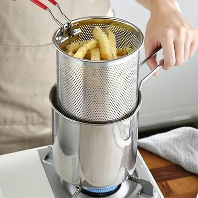 Blossom Creation Deep Frying Pot Collapsible Deep Frying Basket(Steel Pack of 1)