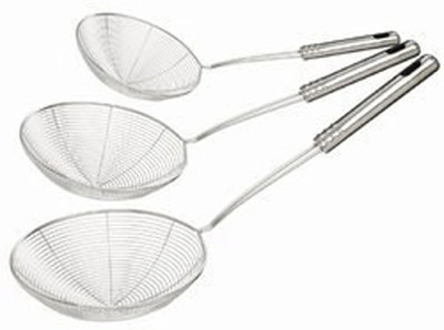 LSARI Deep Fry Mesh Jhara/Puri Strainer Collapsible Strainer Strainer(Multicolor Pack of 3)