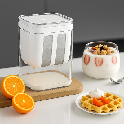 Greek Yogurt Maker & Hung Curd Maker | Fine Mesh Strainer with Lid – 1100ml Yogurt Maker(White)