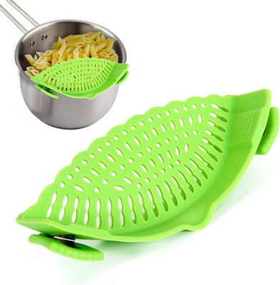 KolorFish Snap N Strain Pasta Strainer for Pots, Pans, and Bowls Collapsible Strainer(Green Pack of 1)