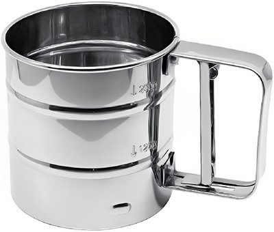 SYGA Sieve Cup Manual Sifter Powder Sieve Flour Sifter Sieve Tool Made of Stainless Steel for Powder Screening Sieve(Silver Pack of 1)