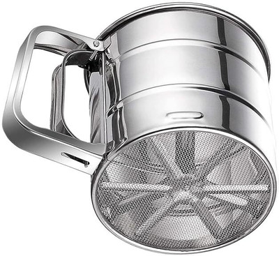 kayru Sieve Cup Manual Sifter Powder Flour Tool Made of Stainless Steel for Powder Sieve(Silver Pack of 1)