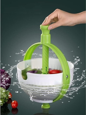 MISHTINCREATION 360° Vegetable & Fruit Strainer Basket – Dual Handle Spin Drain Bowl for Kitchen Collapsible Colander(Multicolor Pack of 1)