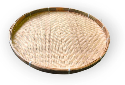 HakSap Traditional Round Woven Sieve Tray, Bamboo Dagra Dala Kulo Chalni Strainer(Brown Pack of 1)