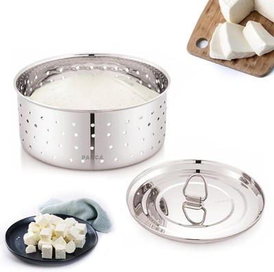 Panca Stainless Steel Round Paneer Maker Mould | Paneer Strainer 500ml,Tofu Maker Collapsible Strainer(Steel Pack of 1)