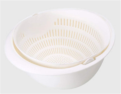 Upkaranwale Kitchen Silicone Double-Layer Fruit&Vegetable Cleaning and draining Basket 2pcs Strainer(Multicolor Pack of 2)
